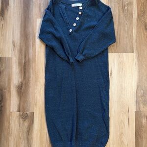 Free People Beach Navy Knit Henley Sweater Dress XS